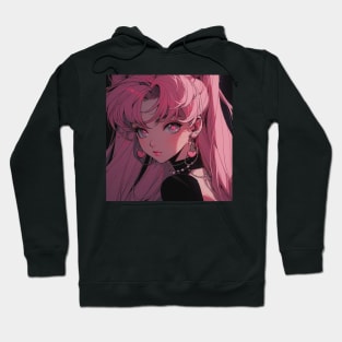 Heart eyes anime pink girl trendy Hoodie